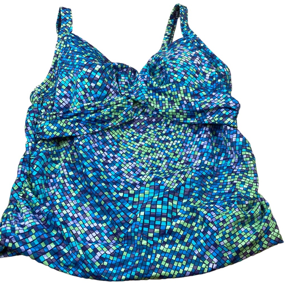 Lands’ End Geometric Print Underwire Tankini Top - 18W